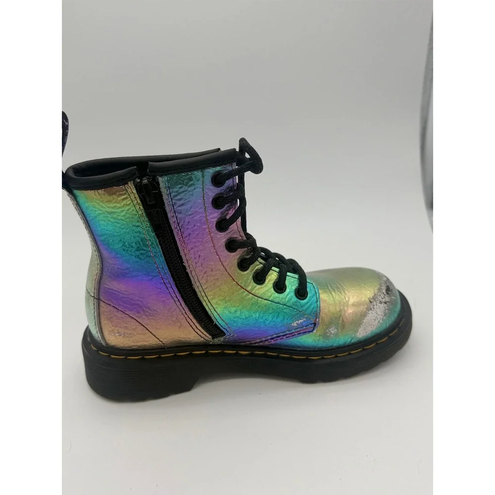 Dr. Martens 1460 J Kids Rainbow Iridescent Metallic‎ Combat Boots Size 12 US